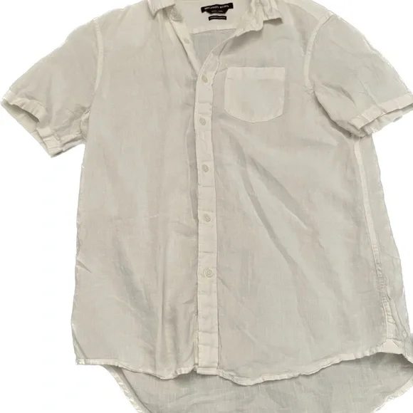 Men’s Michael Kors white short sleeve linen button down - Picture 2 of 3